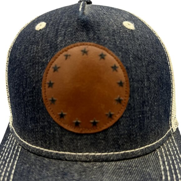 GRUNT STYLE Betsy Ross Faux Leather Patch Denim & Mesh Trucker Hat / Cap America - Picture 9 of 11